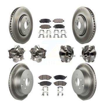 Front Rear Hub Bearing Coated Disc Brake Rotor Pads Kit (10Pc) For INFINITI FX35 FX37 AWD KBB-112727