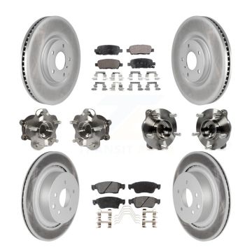 Front Rear Hub Bearings Coated Disc Brake Rotors And Pads Kit (10Pc) For INFINITI G35 Q60 KBB-112728