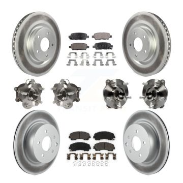 Front Rear Hub Bearing Coated Brake Rotor Pads Kit (10Pc) For 2016-2017 INFINITI QX50 AWD KBB-112732