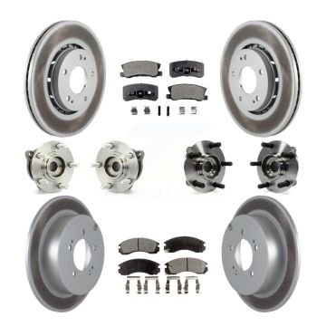 Front Rear Hub Bearing Coated Disc Brake Rotors And Pads Kit (10Pc) For Mitsubishi Lancer KBB-112733