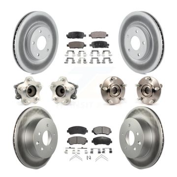 Front Rear Hub Bearing Coated Disc Brake Rotor Pad Kit (10Pc) For Nissan Rogue Select FWD KBB-112744