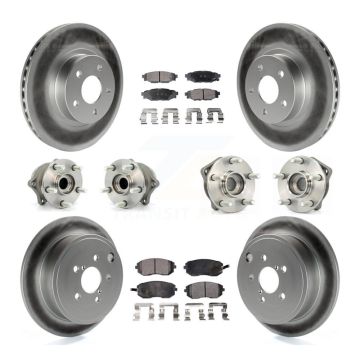 Front Rear Hub Bearings Coated Disc Brake Rotors And Pads Kit (10Pc) For Subaru Impreza KBB-112746