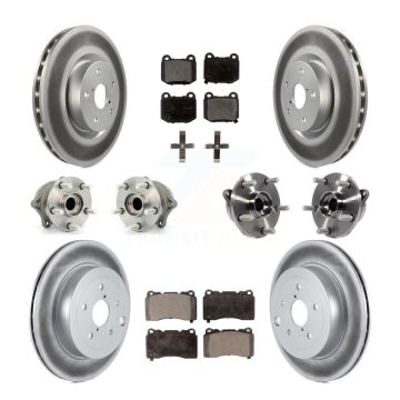 Front Rear Hub Bearing Coated Disc Brake Rotor Pads Kit (10Pc) For Subaru Impreza WRX STI KBB-112750