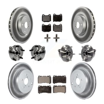 Front Rear Hub Bearing Coated Disc Brake Rotor Pads Kit (10Pc) For Subaru Impreza WRX STI KBB-112754