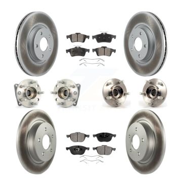 Front Rear Hub Bearing Coated Brake Rotor Pads Kit (10Pc) For 2005-2010 Volvo S40 V50 AWD KBB-112763