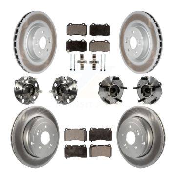 Front Rear Hub Bearing Coated Disc Brake Rotor & Pad Kit (10Pc) For Hyundai Genesis Coupe KBB-112767