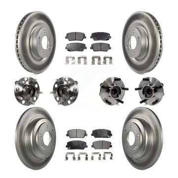Front Rear Hub Bearing Coated Disc Brake Rotor & Pad Kit (10Pc) For Hyundai Genesis Coupe KBB-112768