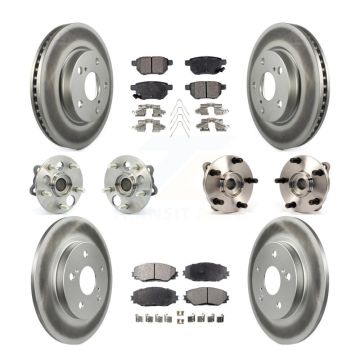 Front Rear Hub Bearing Coated Disc Brake Rotor And Pads Kit (10Pc) For 2008-2015 Scion xB KBB-112769
