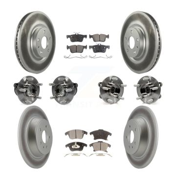 Front Rear Hub Bearing Coated Disc Brake Rotor Pad Kit (10Pc) For Ford Fusion Lincoln MKZ KBB-112785