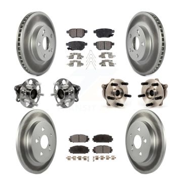 Front Rear Hub Bearing Coated Disc Brake Rotor & Pads Kit (10Pc) For Toyota Prius Plug-In KBB-112789