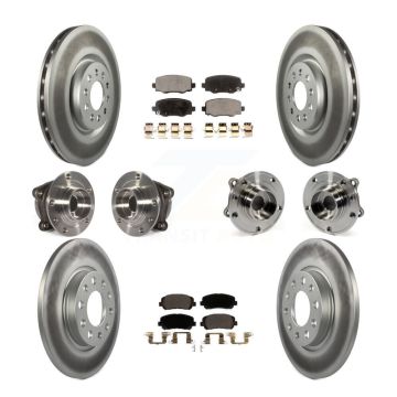 Front Rear Hub Bearing Coated Brake Rotor & Pad Kit (10Pc) For 2015-2017 Chrysler 200 AWD KBB-112792
