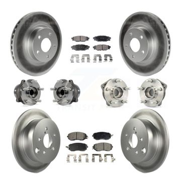 Front Rear Hub Bearings Coated Disc Brake Rotors And Pads Kit (10Pc) For Subaru Impreza KBB-112793
