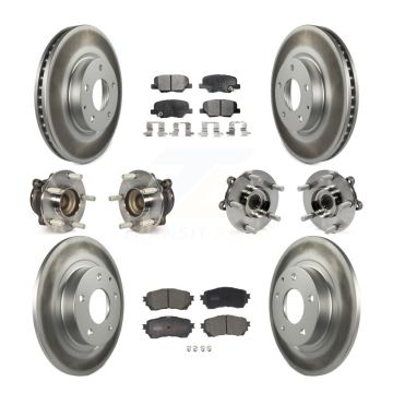 Front Rear Hub Bearings Coated Disc Brake Rotors And Ceramic Pads Kit (10Pc) For Mazda 6 KBB-112797