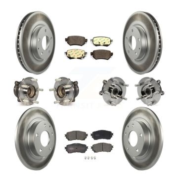 Front Rear Hub Bearing Coated Disc Brake Rotors And Pads Kit (10Pc) For 2016-2018 Mazda 6 KBB-112798