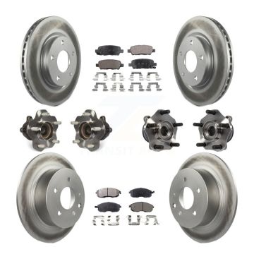 Front Rear Hub Bearings Coated Disc Brake Rotors And Pads Kit (10Pc) For Nissan Sentra KBB-112802