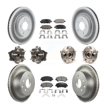 Front Rear Hub Bearing Coat Brake Rotor Pads Kit (10Pc) For 14-15 Nissan Rogue Select AWD KBB-112805