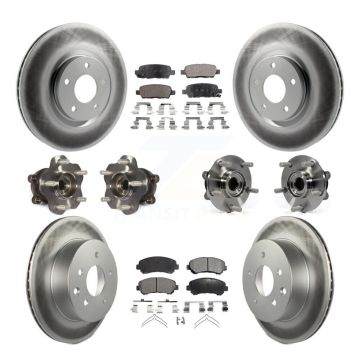 Front Rear Hub Bearing Coat Brake Rotor Pads Kit (10Pc) For Nissan Juke Nismo RS with AWD KBB-112806