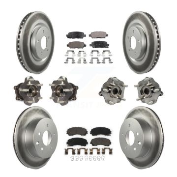 Front Rear Hub Bearings Coated Disc Brake Rotors And Pads Kit (10Pc) For Nissan Rogue KBB-112809
