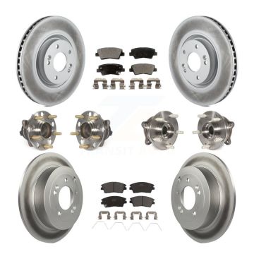Front Rear Hub Bearings Coated Disc Brake Rotors And Pads Kit (10Pc) For Kia Sportage KBB-112821