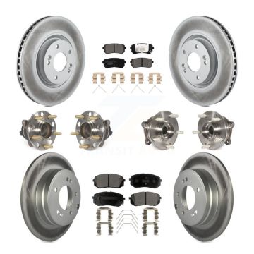 Front Rear Hub Bearing Coated Disc Brake Rotor And Ceramic Pads Kit (10Pc) For Kia Optima KBB-112822