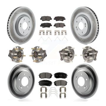 Front Rear Hub Bearing Coated Disc Brake Rotor And Ceramic Pads Kit (10Pc) For Kia Optima KBB-112824
