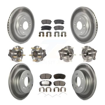 Front Rear Hub Bearing Coated Brake Rotor & Pads Kit (10Pc) For Hyundai Sonata GAS engine KBB-112826