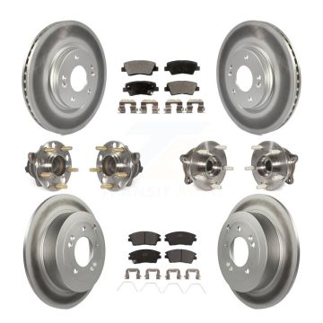 Front Rear Hub Bearing Coated Brake Rotor Pads Kit (10Pc) For Hyundai Tucson Kia Sportage KBB-112830