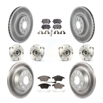 Front Rear Hub Bearing Coated Brake Rotor Pad Kit (10Pc) For Volkswagen Passat Audi CC A3 KBB-112865