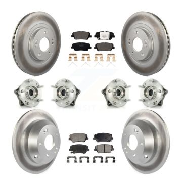Front Rear Hub Bearing Coated Brake Rotor & Pads Kit (10Pc) For 2014-2015 Kia Sorento AWD KBB-112873