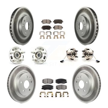 Front Rear Hub Bearing Coated Disc Brake Rotors And Pads Kit (10Pc) For 2010 Buick Allure KBB-112891