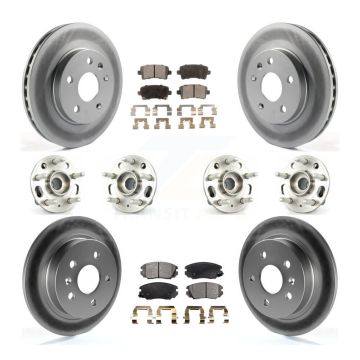 Front Rear Hub Bearing Coated Brake Rotor And Pad Kit (10Pc) For Chevrolet Malibu Limited KBB-112893