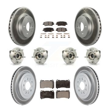 Front Rear Hub Bearing Coated Brake Rotor & Pad Kit (10Pc) For 2013-2015 Cadillac ATS AWD KBB-112897