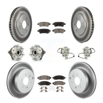 Front Rear Hub Bearing Coated Disc Brake Rotors And Pads Kit (10Pc) For Nissan Pathfinder KBB-112898