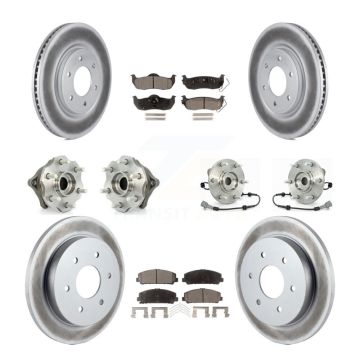 Front Rear Hub Bearings Coated Disc Brake Rotors And Pads Kit (10Pc) For Nissan Armada KBB-112902