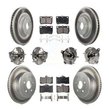 Front Rear Hub Bearing Coated Disc Brake Rotors And Pads Kit (10Pc) For Lexus GS350 IS350 KBB-112925