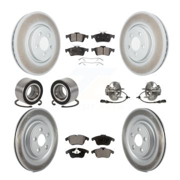 Front Rear Hub Bearings Coated Disc Brake Rotors And Pads Shoes Kit (10Pc) For Jaguar XF KBB-112933