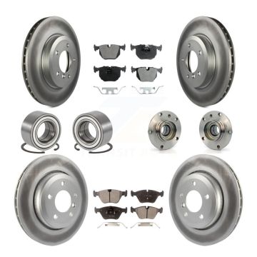 Front Rear Hub Bearing Coat Brake Rotor Pads Shoe Kit (10Pc) For 2001-2005 BMW 330Ci 330i KBB-112935
