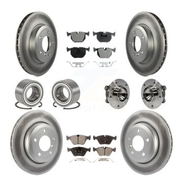Front Rear Hub Bearing Coated Disc Brake Rotor And Pad Shoe Kit (10Pc) For 2006 BMW 330Ci KBB-112936