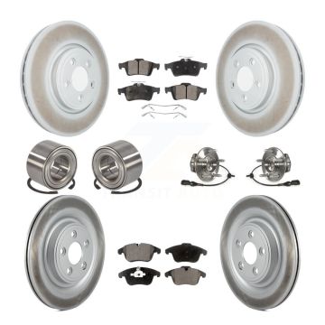 Front Rear Hub Bearing Coated Disc Brake Rotor Pads Shoe Kit (10Pc) For Jaguar S-Type XJ8 KBB-112944