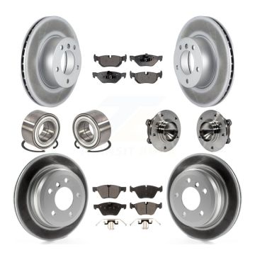 Front Rear Hub Bearing Coated Brake Rotor And Pad Shoe Kit (10Pc) For 2007 BMW 328i Wagon KBB-112945
