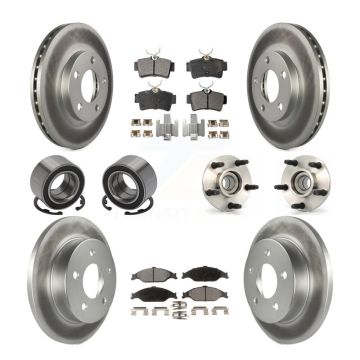 Front Rear Hub Bearing Coated Disc Brake Rotors And Pads Shoe Kit (10Pc) For Ford Mustang KBB-112952