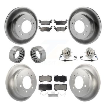 Front Rear Hub Bearing Coated Brake Rotor And Pad Shoe Kit (10Pc) For 2006-2008 Hummer H3 KBB-112971