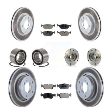 Front Rear Hub Bearing Coated Disc Brake Rotor And Pad Shoe Kit (10Pc) For BMW 328i 328is KBB-112987