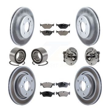 Front Rear Hub Bearing Coated Disc Brake Rotor And Pad Shoe Kit (10Pc) For 2006 BMW 325Ci KBB-112990