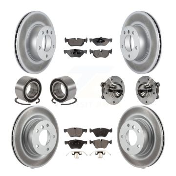 Front Rear Hub Bearing Coated Disc Brake Rotor Pad Shoe Kit (10Pc) For BMW 328i 323i 325i KBB-112991