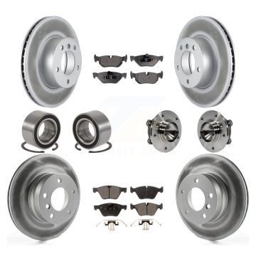 Front Rear Hub Bearing Coated Disc Brake Rotor Pad Shoe Kit (10Pc) For 2008-2013 BMW 128i KBB-112992