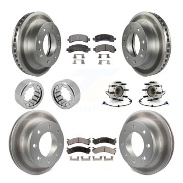 Front Rear Hub Bearing Coated Brake Rotor Pads Shoe Kit (10Pc) For Chevrolet Express 2500 KBB-113055