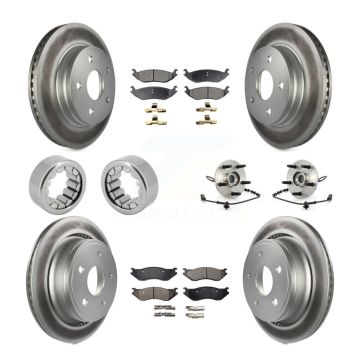 Front Rear Hub Bearing Coated Disc Brake Rotor And Pad Shoe Kit (10Pc) For Dodge Ram 1500 KBB-113060