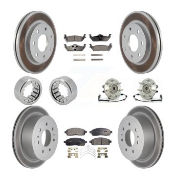 Front Rear Hub Bearing Coat Brake Rotor Pad Shoe Kit (10Pc) For 06-08 Lincoln Mark LT 4WD KBB-113063