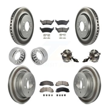 Front Rear Hub Bearings Coated Disc Brake Rotors And Pads Shoes Kit (10Pc) For Ford F-150 KBB-113099